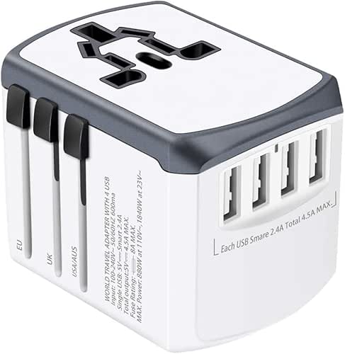 Adaptateur de Voyage Universel 224+ avec Prise USB et Adaptateur