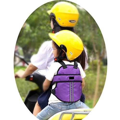 Vine Niño Arneses de seguridad Niños Portador Correa de Cinturón de Seguridad reflectante ajustable de Asiento con Hebillas para Vehículo Eléctrico Moto Motocicleta(Púrpura)