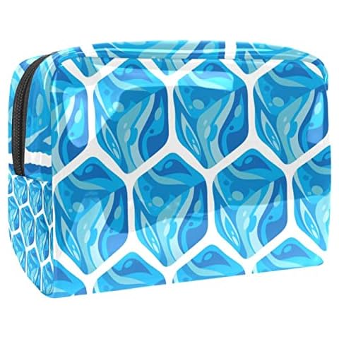 Makeup Bag for Women Small Travel Makeup Bag Makeup Case Pouch Frozen Ice Cubes Blue Art Cosmetic Bag Toiletry Bag Cover