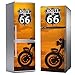 MEGADECOR Vinilo Adhesivo Decorativo para Nevera, Especial Libre De Burbujas, Silueta Al Atardecer con Moto Y Emblema De La Ruta 66 (185cm x 60cm)