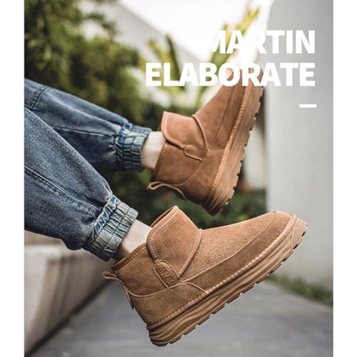 achard] ムートンブーツ メンズ 無地 スエード ショート丈 ジッパー