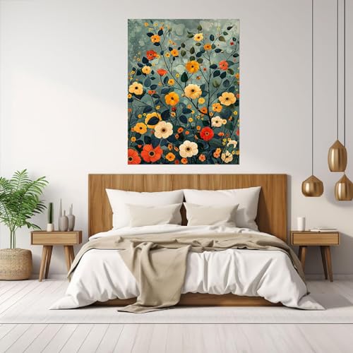 Tableau fleurs d'art moderne abstrait 40x60cm encadré - 3