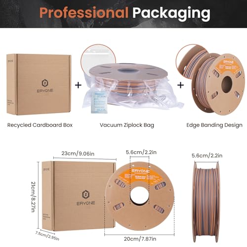 Image of ERYONE Matte Rock Rainbow 3D Printer PLA Filament 1.75 + /-0.03mm, Matte Multicolor Filament PLA 1KG(2.2LBS) Spool, 30-500mm /s High Speed Printing Twist Rainbow PLA, Totem Carving