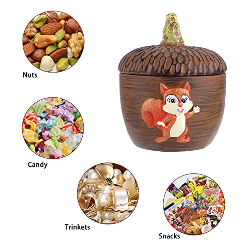 Bstkey Resin Acorn Figurine Home Sculpture With Squirrel Decor, Trinket Box Small Decorative Box With Lid, Table Sundries Nuts Candy Snack Container Storage Art Decor Box, Light Brown #TOP4