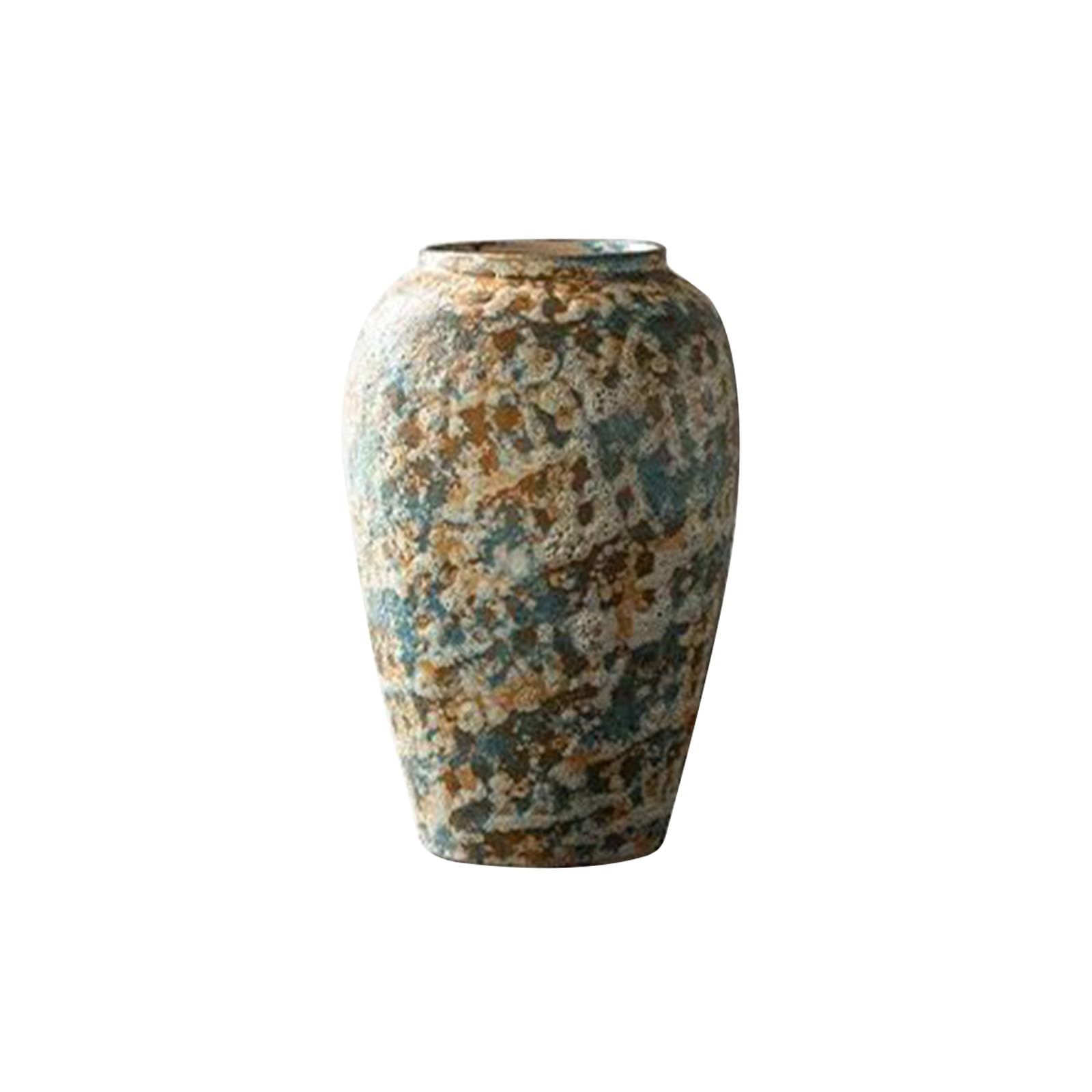 Round Decorative Vase, Simple Farmhouse Vase, Ornament for Living Room Countertop, Study Room, Dining Table, Entryway, Office, Ceramic(Size:18 * 18 * 29CM,Color:Blue B)
