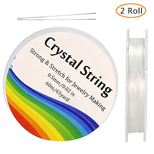 Tailiand 0.5mm Crystal Elastic String - 2 Roll Clear White Stretchy Bead Cord