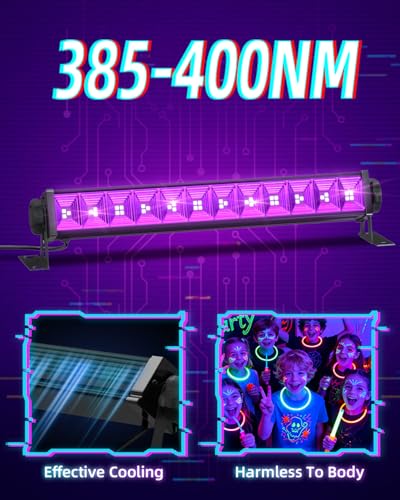 Image of 6 Pack 40W LED Black Light Bar, Glow Party Supplies for Halloween