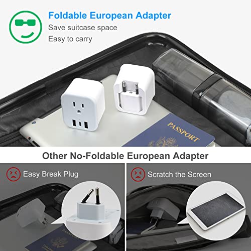 European Travel Plug Adapter Foldable International Power Plug Adapter With Usb-C, Type C/L 2 In 1 Plug Adaptor Converter For Us To Most Of Europe Eu Spain Italy France Germany #TOP2