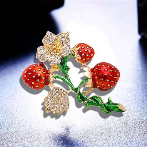 Image of WCRAZYE Red Strawberry Brooch Pin for Women Girls Cute Enamel Fruit Brooches Badges for Clothing Backpacks Bag Fashion Brooches Plant Lapel Pin Accessories Jewelry Gift
