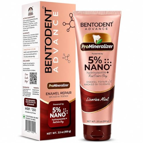 Image of Bentodent Advanced Toothpaste Promineraliser with 5% Nano Hydroxyapatite, Enamel Repair & Sensitivity Protection, Fluoride & SLS-Free, Licorice Mint Toothpaste for Strong Teeth & Fresh Breath,100g