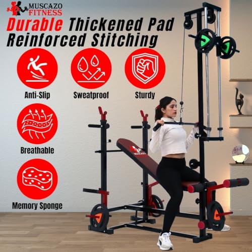 Image of 20-in-1 Home Gym Set with Adjustable Bench, 80kg Rubber-Coated Weight Plates, Dumbbells, Curl & Straight Rods, Gloves, Gripper & Skipping Rope - All-in-One Fitness Kit.