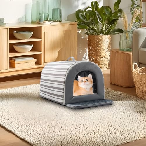 Lit d'extérieur pour chat imperméable et isolant avec bloc fraîcheur intégré