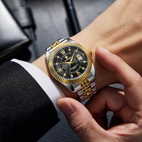 Image of Longbo Trident 83831 Analog Watch with Studded Dial Accents, Stainless Steel Bracelet, Luminous Hands & Date Display | Men | Office, Business, Formal & Gifting