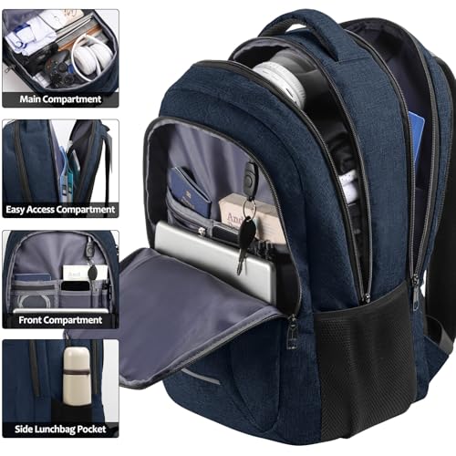 Image of BIKROD Backpack for Men Women, School Backpacks for Teen Boys, Business Anti Theft Sturdy Travel Laptop Backpack, Water Resistant 15.6 Inch Computer Bag Gift, Blue