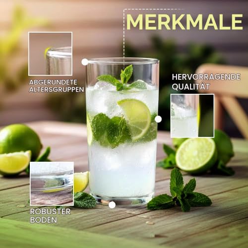 KICHLY Transparente Plastik Gläser set 8er, 473 ml Trinkgläser, Bruchsichere wassergläser spülmaschinenfest, Gläser set für Wasser… – Ansicht 3