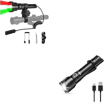 Brinyte T28 Hunting Flashlight - 3 Color LED Zoomable Light With Remote Switch For Predators