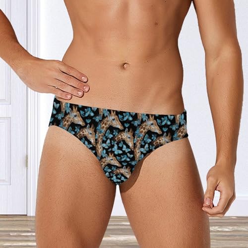 Giraffes and Butterfly Men's Swim Briefs Low Waist Bikini Swimsuit Underwear Beach Swimwear4