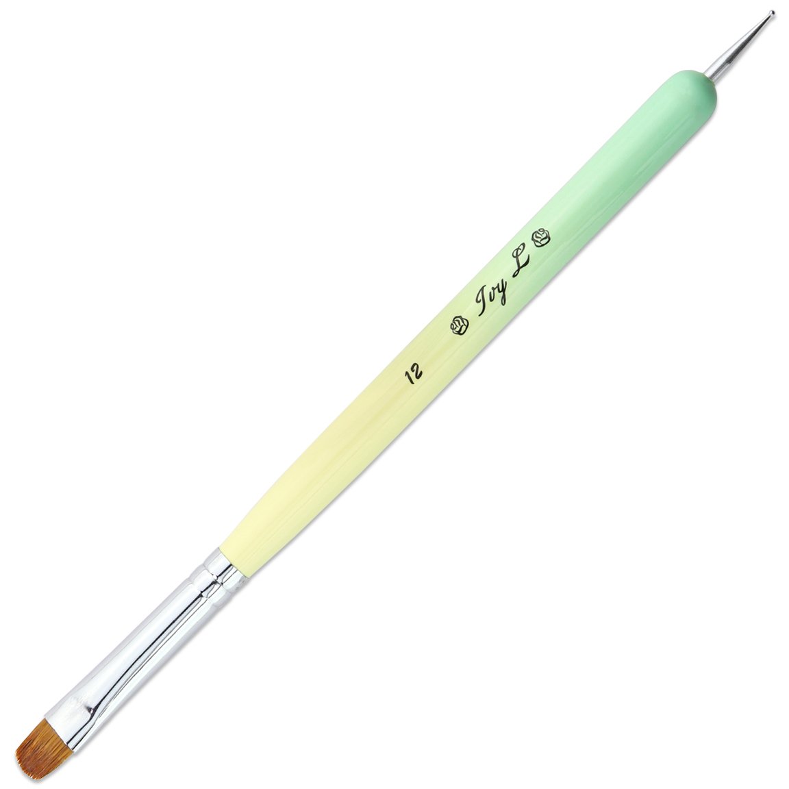 Ivy-L Premium 2 Ways French Gel Acrylic Nail Art Kolinsky Brush with Dotting Tool for Professional Manicure Nail Art Design Cuticle Clean-up + Lime