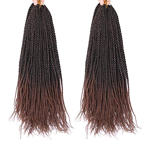 MSBELLE 6 Packs 30 Strands/Pack 18inch Senegalese Crochet Twist Braids Hair Twist Crochet Braiding Hair Extensions for Black Women Ombre Black to Brown(T/30#)