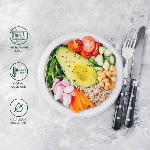 Image of Freshware Paper Bowls - Disposable 16 oz. Soup Bowl, 1000 Pack Biodegradable Sugarcane Fiber Serving Bowls - Heavy Duty Bagasse for Hot Food Plates - Microwave & Freezer Safe, Stackable Dinnerware