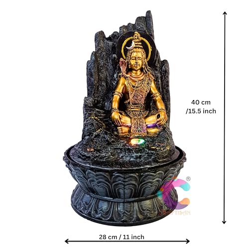 Image of Polystone Decorative Water Fountain For Home Decor, Office, Indoor & Outdoor, Garden, Puja Room, Vaastu, Reception, Spa, Gifting. (Black Shiva)