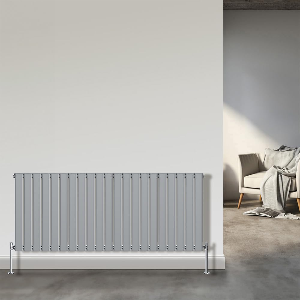 NRG 600x1428mm Horizontal Flat Panel Radiator Chrome Single Column Radiator