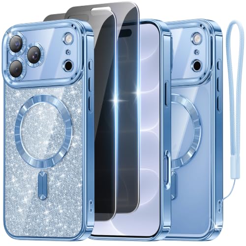 Meifigno for iPhone 18 Pro Max Case + Privacy Tempered Glass, Glacier Blue - image 1