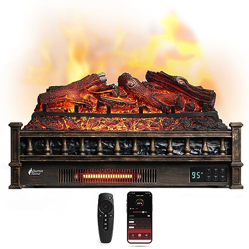 TURBRO Eternal Flame 26 in. WiFi Infrared Quartz Electric Fireplace Log Heater with Sound Crackling, Realistic Lemonwood Logs, Adjustable Flame Colors, Remote Control, Thermostat, Timer, 1500W Bronze by TURBRO - Image 8