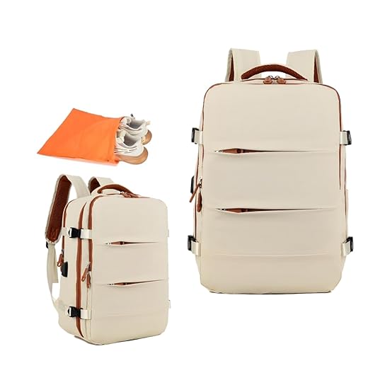 Mochila de Viagem Masculina Feminina Reforçada Executiva Grande Mochila para Notebook Trabalho Viagem Escola com Cabo de Aço Impermeável com Saídas USB Unissex + Capa para Tenis