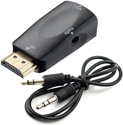 Xingdianfu Adaptador HDMI a VGA con Puerto de Audio de 3,5 mm, 1080P Convertidor HDMI Macho a VGA Hembra para PC Ordenadores Portátiles Monitor Proyectores