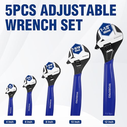 WORKPRO 5-Piece Adjustable Wrench Set