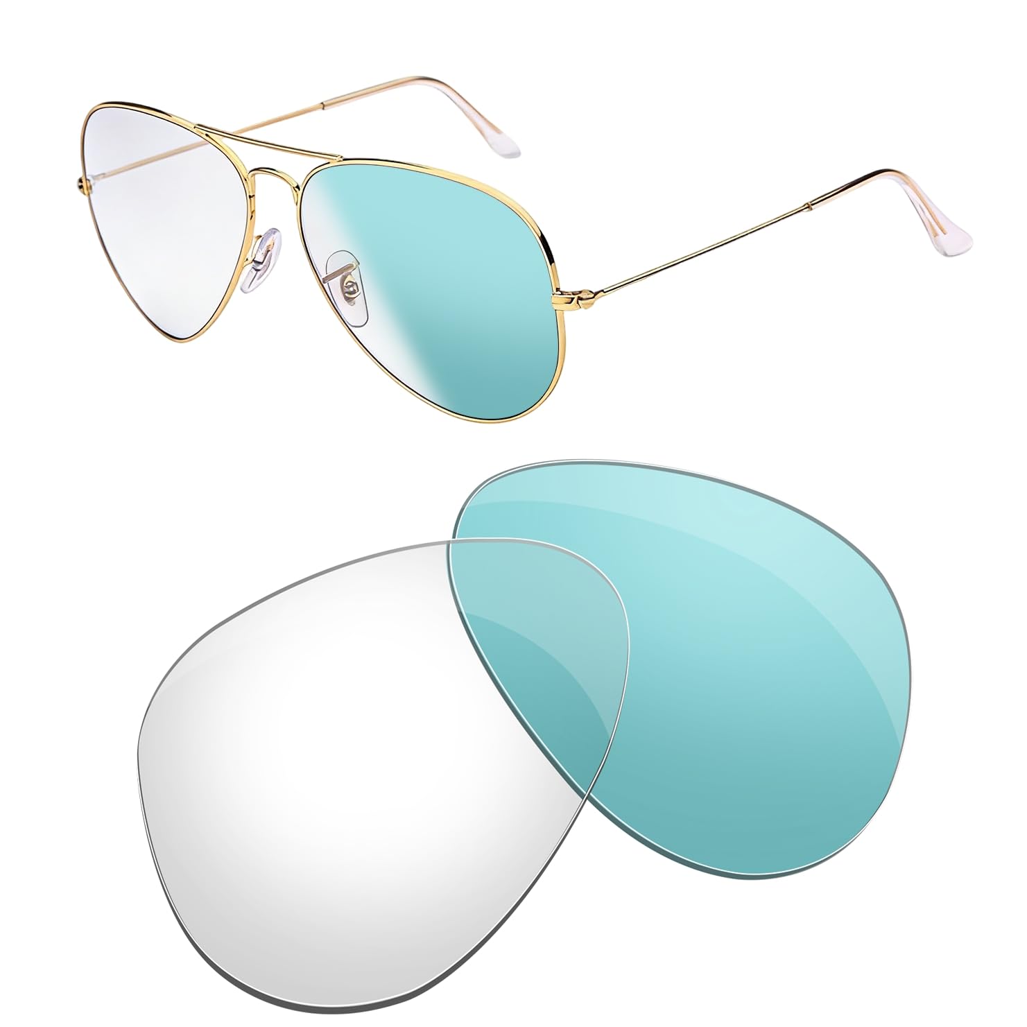 HiCycle2 Photochromatische Gläser, Ersatz für Ray-Ban Aviator große Metall-Sonnenbrille, RB3025, 58 mm, nicht polarisiert