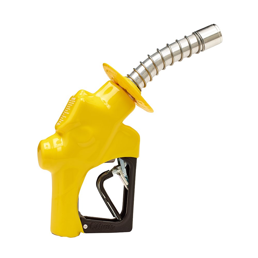 Husky Heavy Duty Diesel Nozzle, Made in USA, Auto Shut-Off, 3-Notch Clip, Grip Guard, Flo-Stop, Yellow Waffle Guard, Model 173310N-05