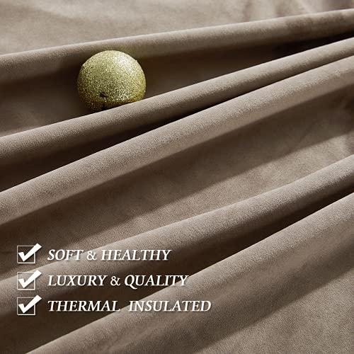 Image of RYB HOME Extra Long Velvet Curtains 102 inches for Sliding Patio Glass Door | Energy Saving, Thermal Privacy, UV Heat Blocking, for Living Room Bedroom Dining Room, Taupe, W52 x L102, 2 Panels