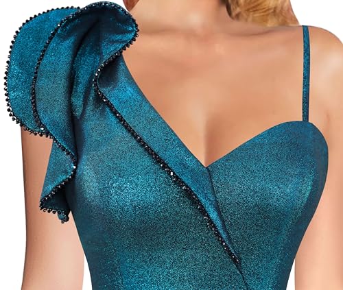 Image of VFSHOW Womens Ruffle One Shoulder Wedding Formal Prom Evening Maxi Dress