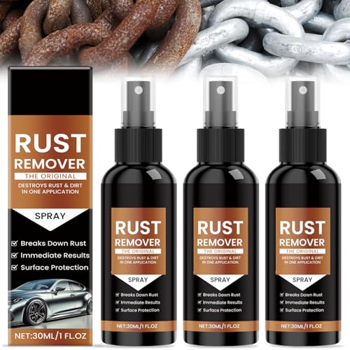OTXKXBLP 3 Pcs Rust Remover Spray 2026 Upgrade Rust Remover for Metal Car Scratch Remover Iron Stain Cleaner for Multiple Surfaces for Heavy Duty Rust Dissolver for Metal Tools Cars Chains