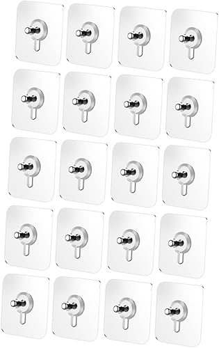 20 ganchos autoadhesivos sin costuras con varilla de tornillo para decoración del hogar, fuerte capacidad de peso y ganchos multiusos para organizar