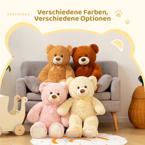 BEJOY 100cm Teddybär, Riesen Plüschtiere Kuschelbären große Stofftier Schmusetier, Liebesgeschenk Geburtstag, Valentinstag, Beige