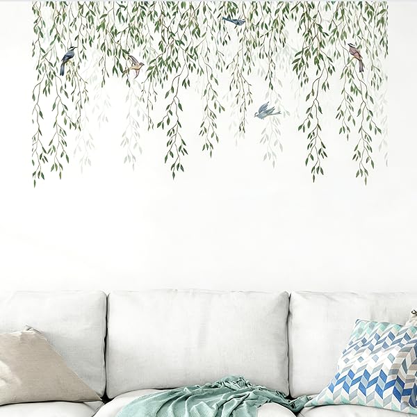 SHUCHING Pegatinas de Pared Enredadera Colgante, Vinilos Decorativos Hoja Verde, Adhesivos Pared para Salon Dormitorio Habitación Oficina