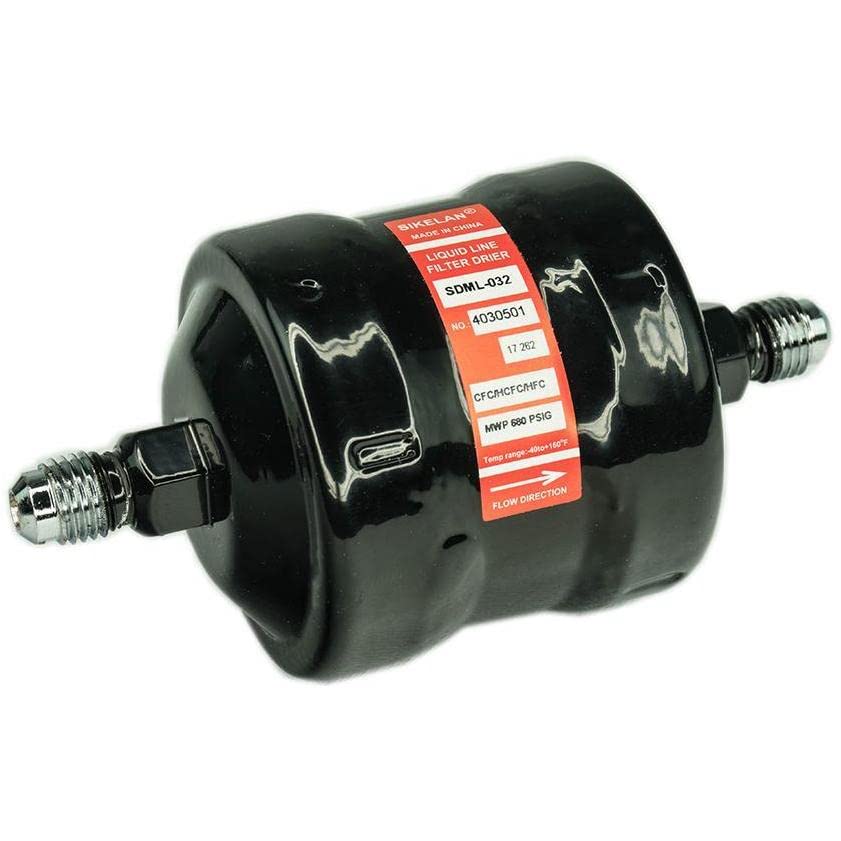 Filter Dryer for Optimal Cooling Efficiency - 1/4" in-Line Liquid Filter Drier with Molecular Sieves for HFC, POE, and PAG Oils - Easy Installation & Water Particle Removal