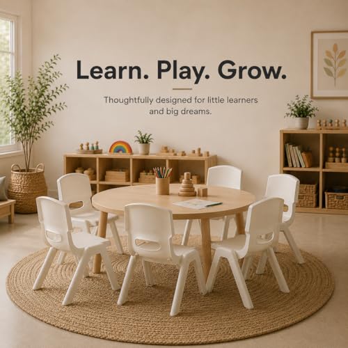 Image of eHomeKart Kids Chair Set of 5 -Children Study Chairs 33x30x46 cm - Non-Toxic BPA-Free Safe Rounded Edges Plastic - Lightweight Sturdy Stackable Chair for Kids - Playroom School Home Kindergarten