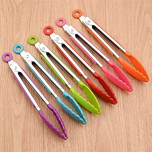 Pinzas de cocina, Pinzas de cocina silicona acero inoxidable Multicolor(Green)