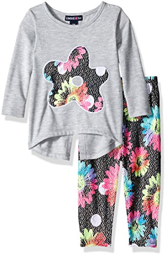 Limited Too Girls' Toddler Fashion Top and Legging Set, KS19 Heather Grey, 3T