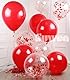 SUWEN Rot Luftballons und Konfetti Luftballons Set 47 Stück Latex Helium Rote Ballons für Geburtstag Jubiläum Muttertag Valentinstag Weihnachten Party Deko