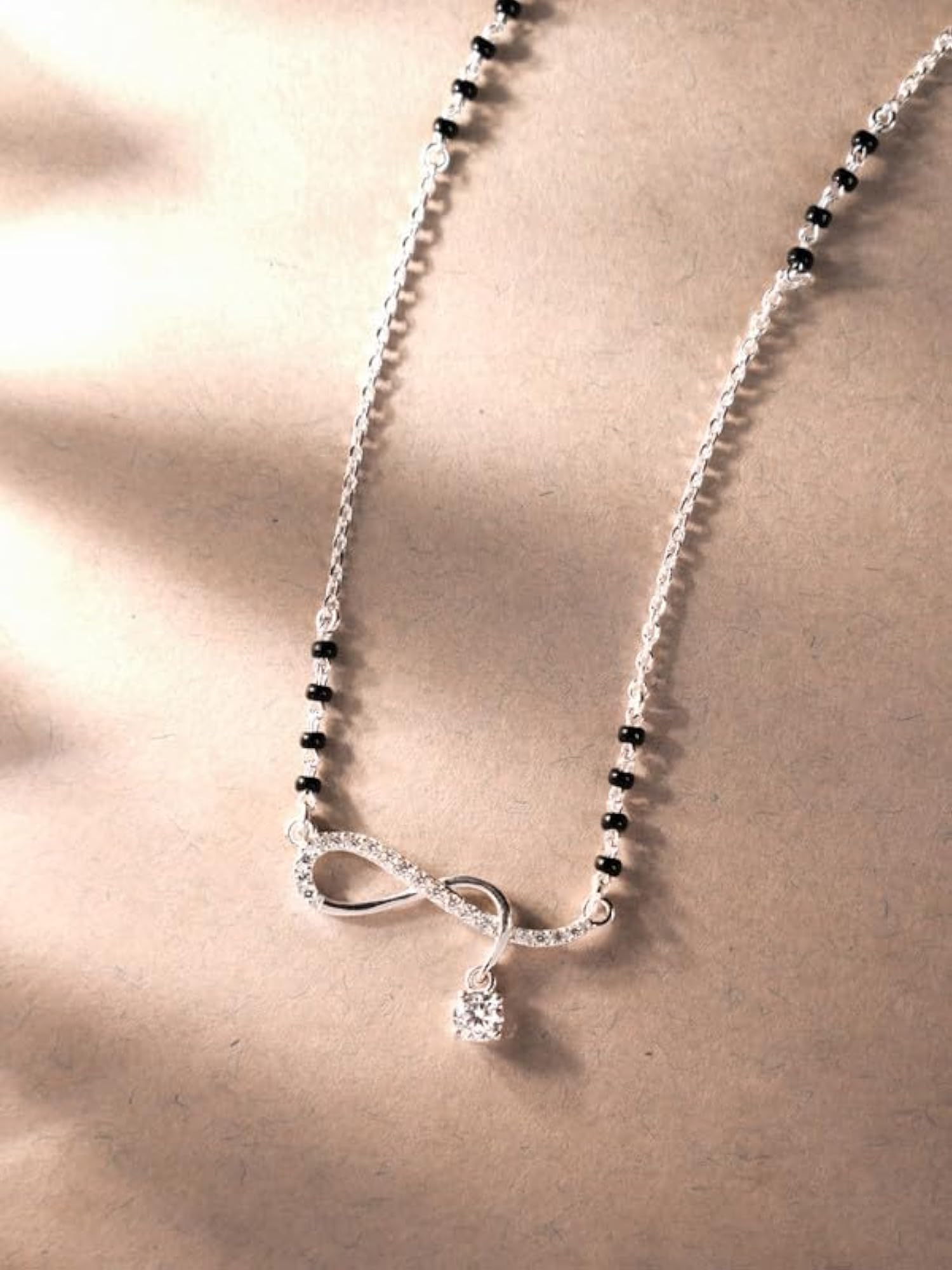 Women's 925 Silver Gitali Twisted Infinity Mangalsutra Pendant with Chain