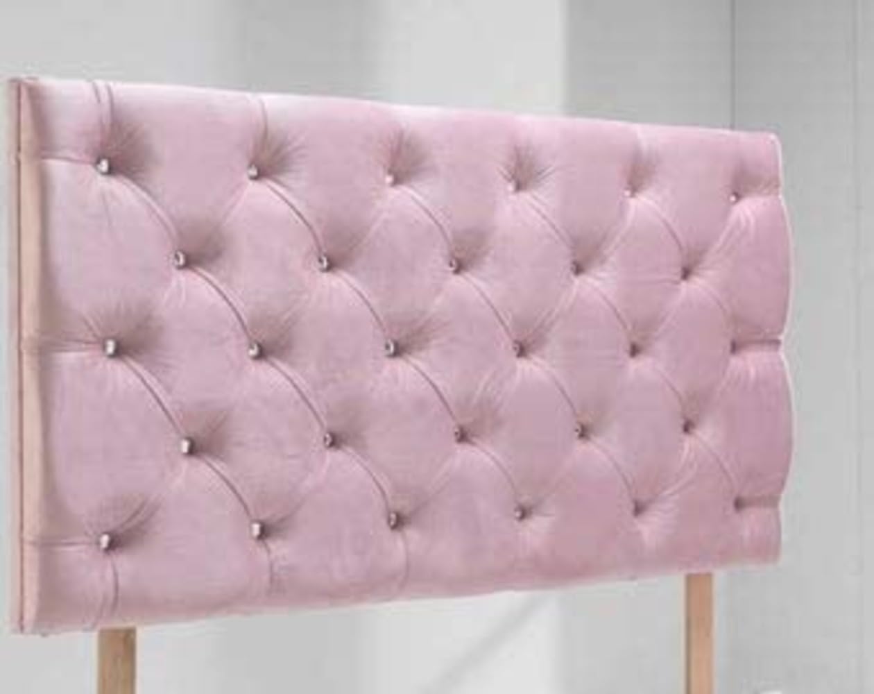 mm08enn Luxury Chesterfield diamante headboard in soft plush fabric in 30" Height (Duck Egg, 6ft super king)