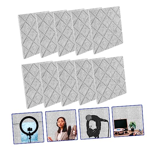 10pcs paneles acústicos autoadhesivos romboidales, insonorización y absorción de sonido, aislamiento de poliéster de alta densidad para estudio en casa y oficina miniatura 6