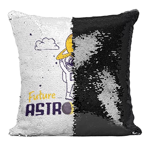 Coussin Sequin Noir Future Astronaute cadeau idéal pour anniversaire