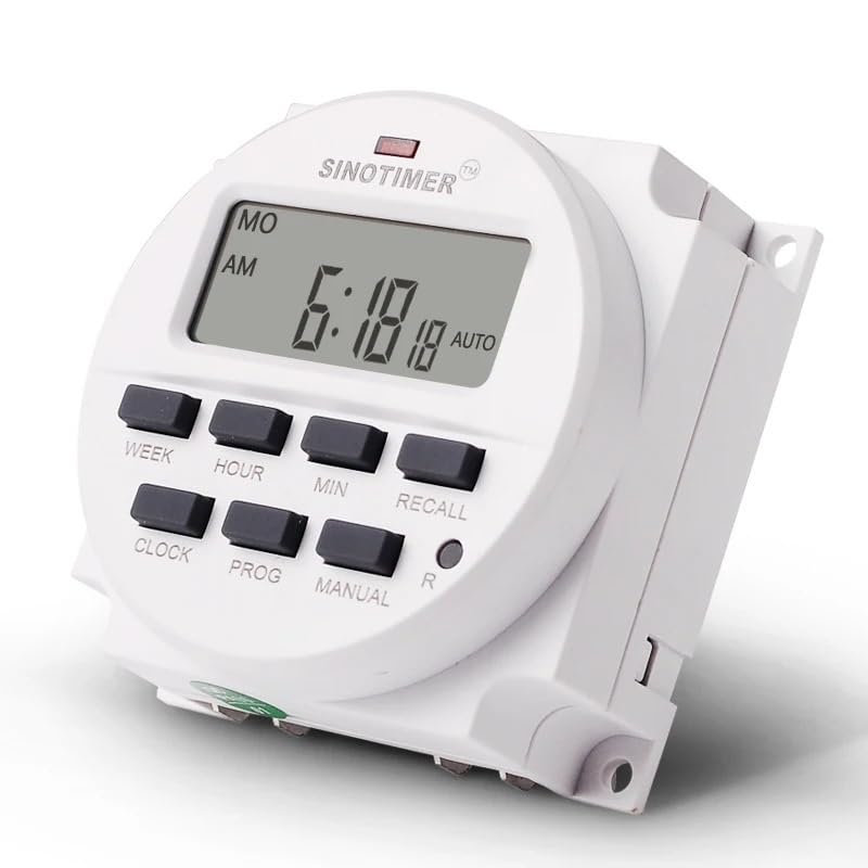DC 5V 7 Days Programmable Digital Timer Switch Time Relay Control in 12/24hr Format Clock with Countdown Off Function(with 4 Wires)