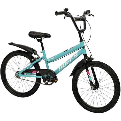 Huffy So Sweet - Bicicleta Infantil de 20 Pulgadas para niñas de 6 a 9 años (120-135 cm), Marco de Acero, Frenos de Mano, sillín Ajustable, Piscina Azul
